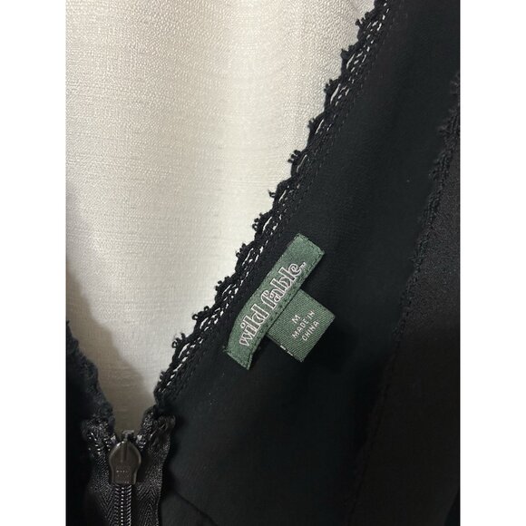 Wild Fable Womens Black Slinky Y2K Slip Dress Witchy Whimsigoth Lace M - Picture 4 of 6